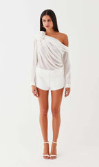 Blusa um Ombro Crepe Camélia Flower