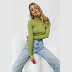 Blusa Canelada Manga Longa Bia