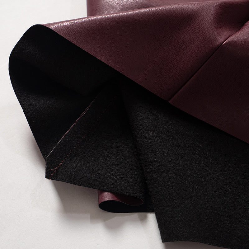 Blusa Couro Burgundy Assimétrica